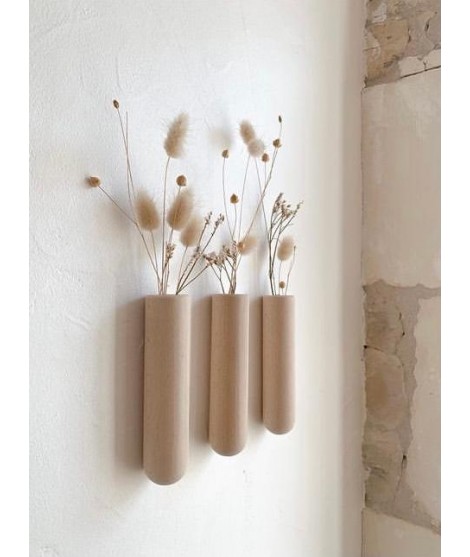 Trio de soliflores muraux en bois Anso