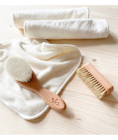 Brosse à cheveux bébé en bois - Fleur